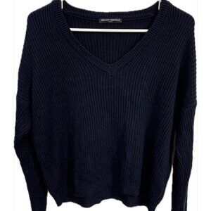 Brandy Melville V-Neck Navy Blue Sweater (Size S)